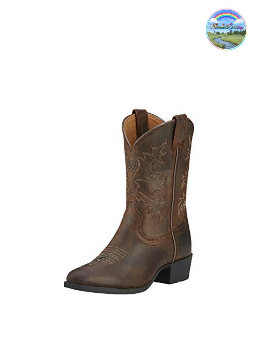 Kids Western Boots - Faux Leather Pull-On with Embroidery - Calf High